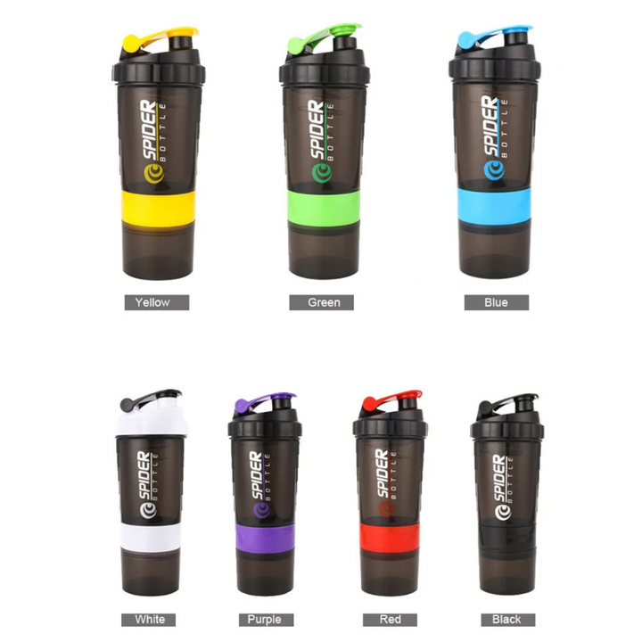 Premium 500ml Portable Protein Shaker Bottle – High Capacity Drinking Container with Powder Case, Plastic Blender for Sports