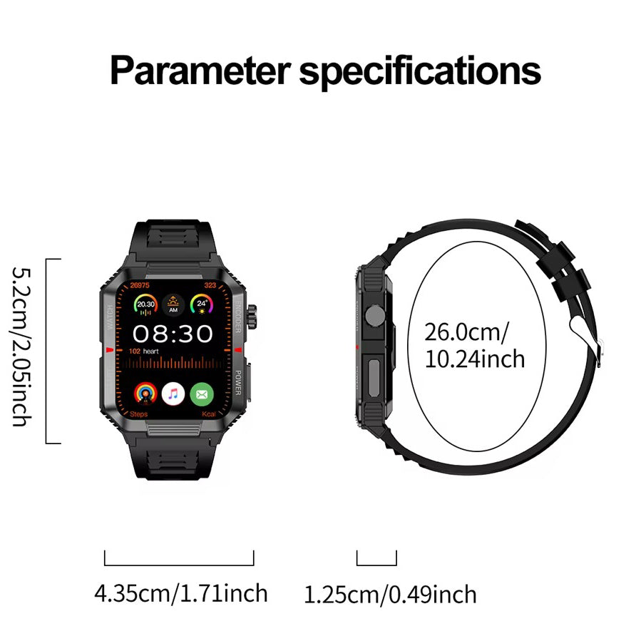 Luxury NFC GPS Smartwatch – 1.99" AMOLED Screen with Bluetooth Calling, 120+ Sports Modes, Weather Data, and Waterproof 