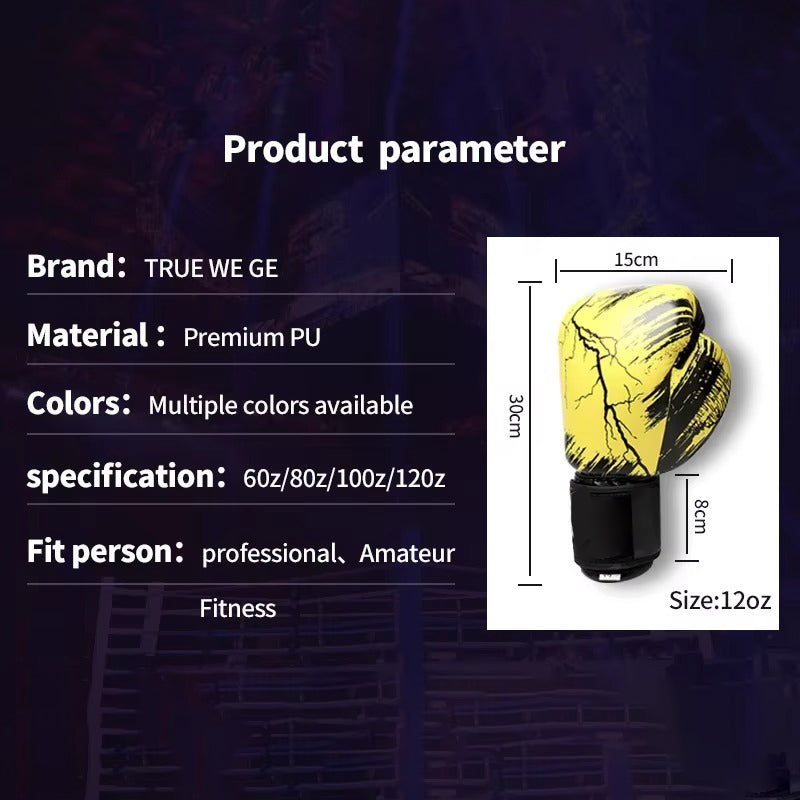 Premium PU Leather Boxing Gloves – Durable Training Gloves for Professional Fitness,  Available in Sizes 6oz to 14oz, 
