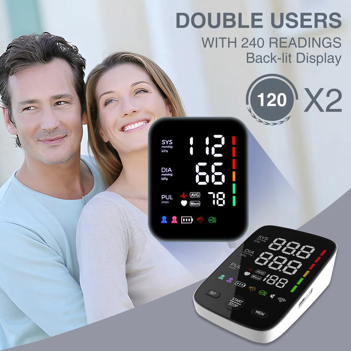 Premium Digital Upper Arm Blood Pressure Monitor – Accurate Sphygmomanometer, Full Automatic Pressurization & Decompression, LED Display, Medical BP Monitoring, 120 Set Memory, Lithium Battery Powered - StrengthXPhysiotherapy