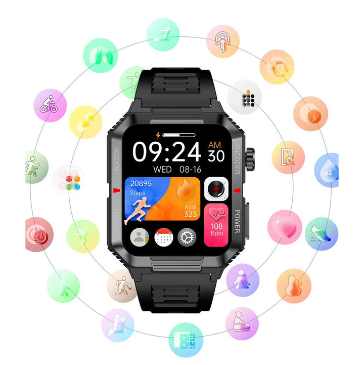 Luxury NFC GPS Smartwatch – 1.99" AMOLED Screen with Bluetooth Calling, 120+ Sports Modes, Weather Data, and Waterproof 