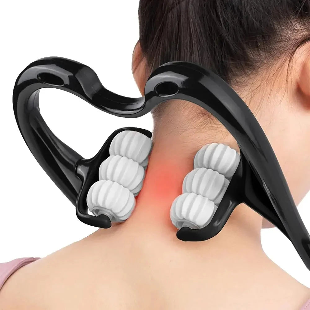 Premium Handheld Neck Massager – Trigger Point Roller for Deep Tissue Pain Relief, Adjustable 360° Massage Balls for Neck,