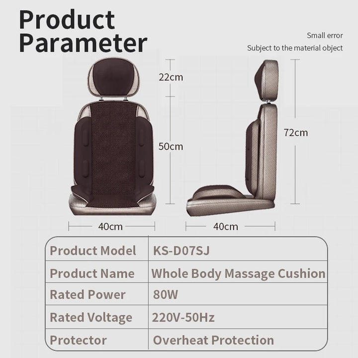 Premium Vibrating Electric Massage Chair Cushion – Heated Neck and Back Muscle Stimulator with Remote Control, Fatigue Relief