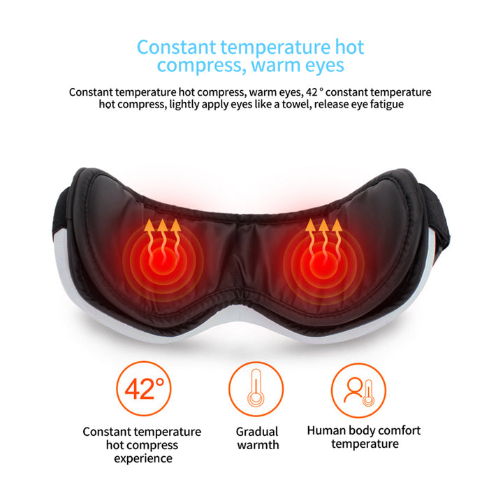 Premium Foldable Eye Massager – Vibration Airbag Pressure with Hot Compress and Bluetooth Music, Relieves Eye Fatigue