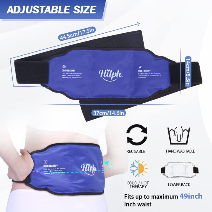 Premium Reusable Lower Back Ice Pack for Pain Relief – Adjustable Hot Cold Compress Therapy Lumbar Brace Support for 
