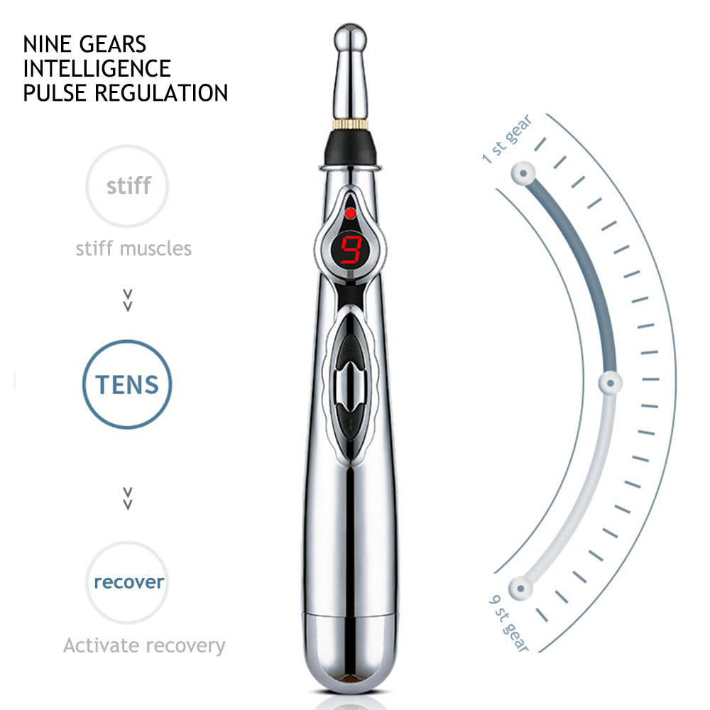 Premium Electronic Acupuncture Pen for Body Massage - EMS Microcurrent Acupressure Meridian Pen with 9 Adjustable Intensity 