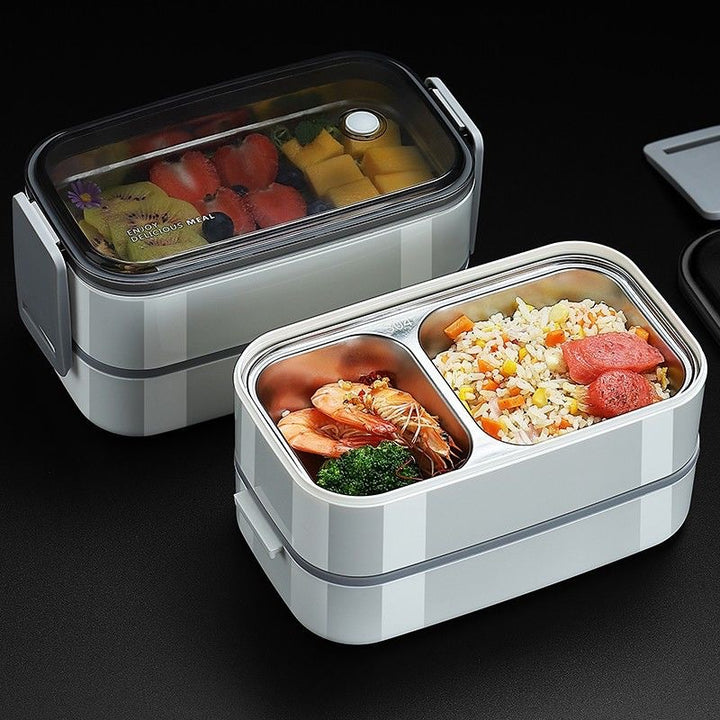 Premium 304 Stainless Steel Lunch Box – 1/2 Layer Microwavable Bento Box for Adults & Kids, Leak-Proof, Portable, Healthy 