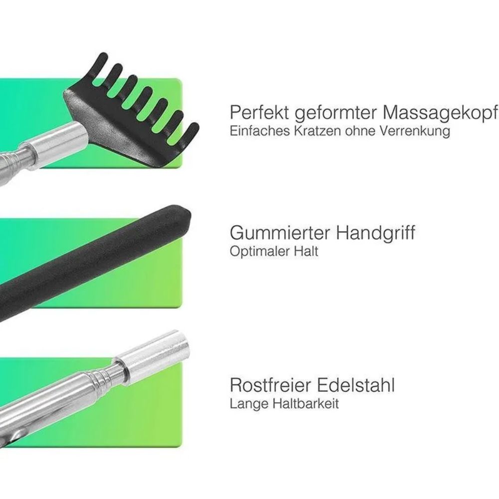 High Quality Telescopic Back Scratcher - Stainless Steel Extendable Back Massager Tool with Hand-Shaped End, Adjustable