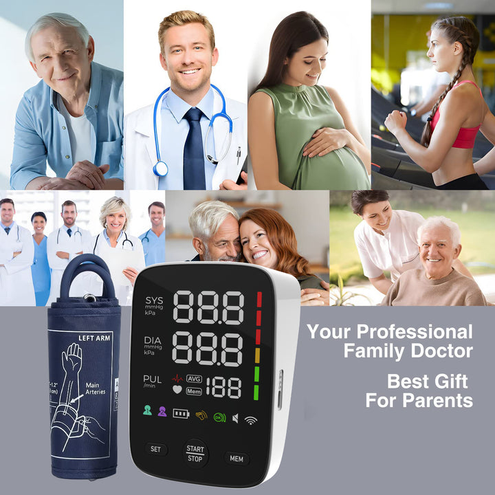 Premium Digital Upper Arm Blood Pressure Monitor – Accurate Sphygmomanometer, Full Automatic Pressurization & Decompression, 