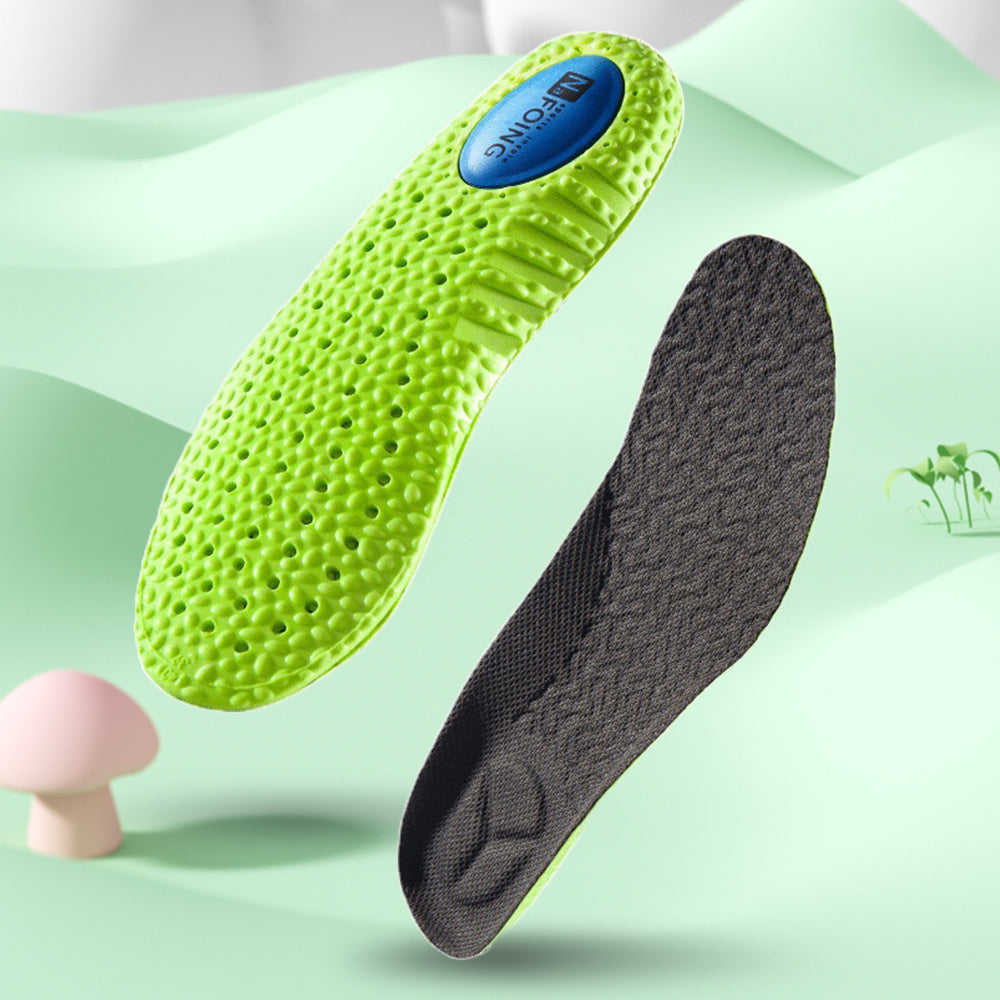 Premium Sports Insoles - Green PU Memory Foam with Breathable Shock Absorption, Arch Support for Plantar Fasciitis, Heel Pain