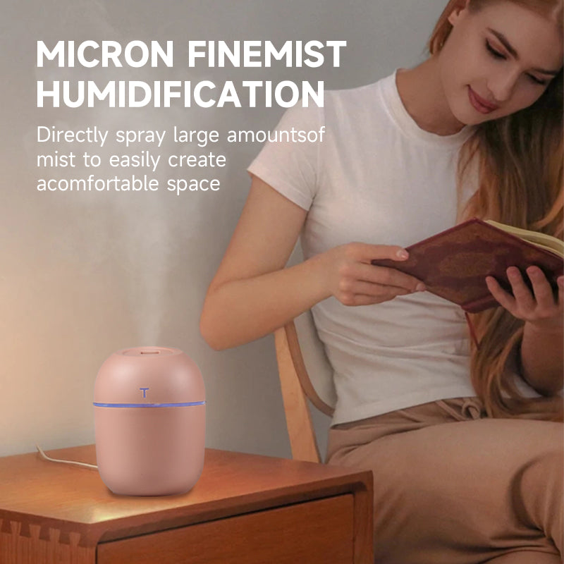 High Quality Portable Mini Ultrasonic Humidifier – USB Essential Oil Diffuser, Indoor Quiet Mist Maker, 220ml Water Tank,