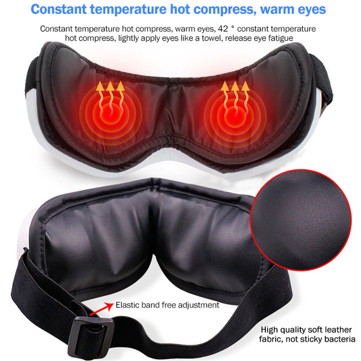 Premium Foldable Eye Massager – Vibration Airbag Pressure with Hot Compress and Bluetooth Music, Relieves Eye Fatigue