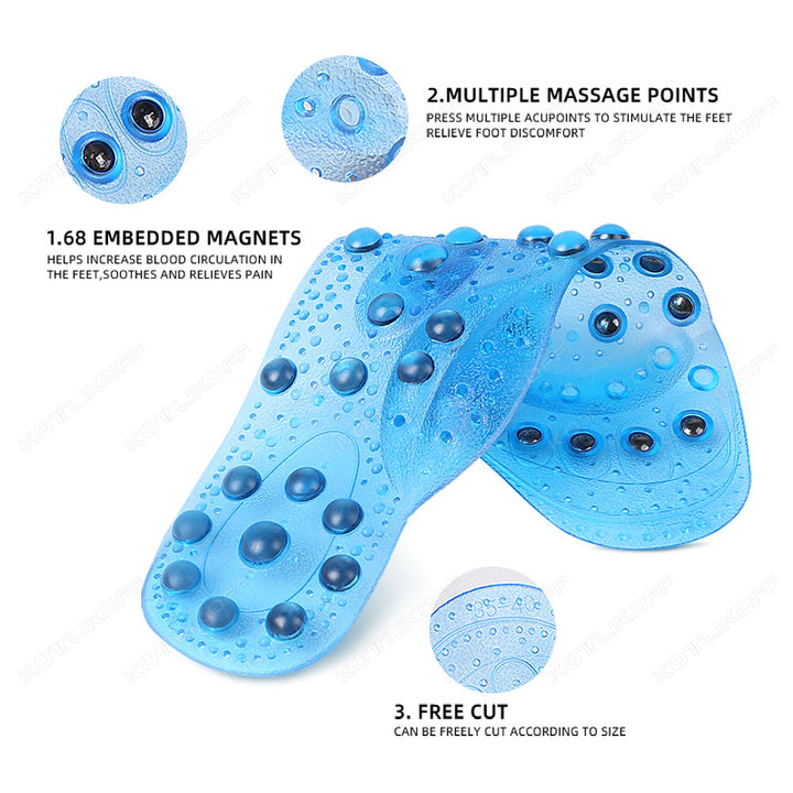 Premium Foot Acupressure Insoles with 68 Magnet Therapy – Breathable Sports Cushion Inserts for Body Detox, Pain Relief, and 