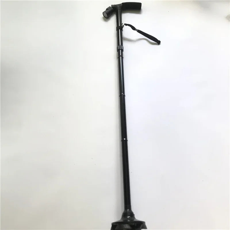 Premium Collapsible Telescopic Elder Cane – LED Walking Stick, Adjustable Folding Crutch for Seniors, Shock Absorber System, 