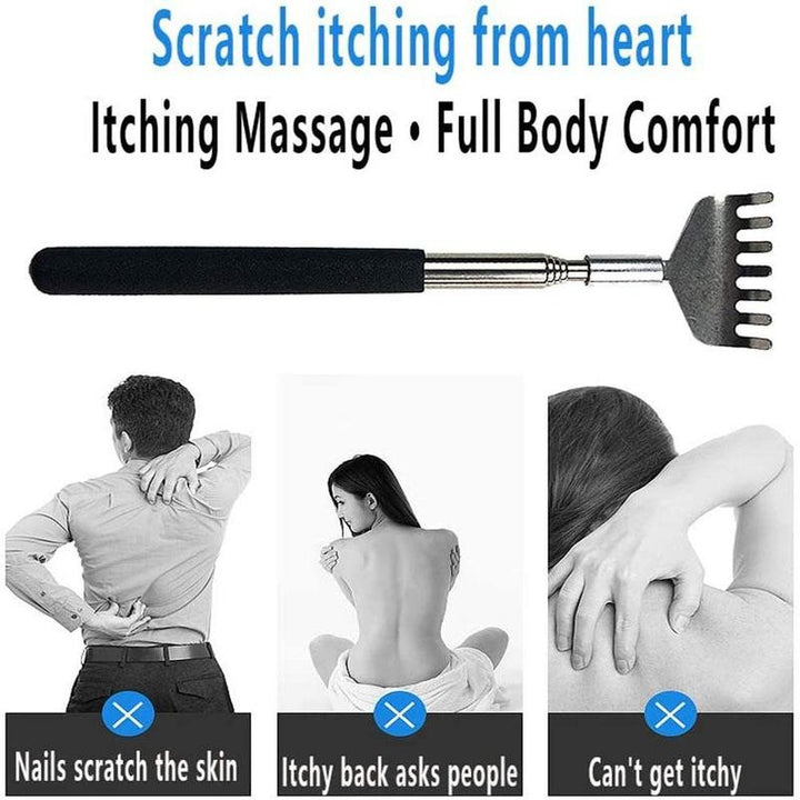 High Quality Telescopic Back Scratcher - Stainless Steel Extendable Back Massager Tool with Hand-Shaped End, Adjustable