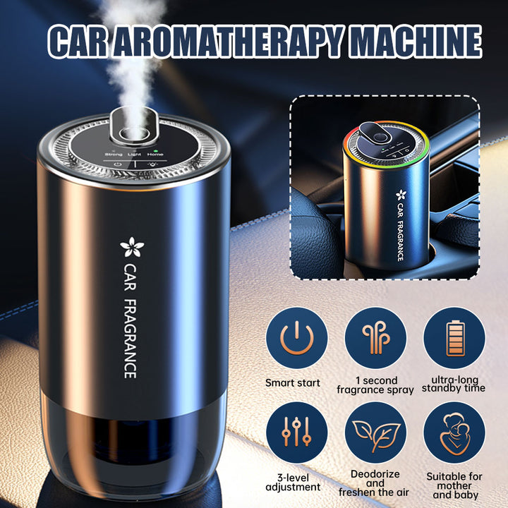 Premium 3-in-1 Car Air Freshener – Aromatherapy Essential Oil Diffuser with Adjustable Starry Sky Light, Music Rhythm Display