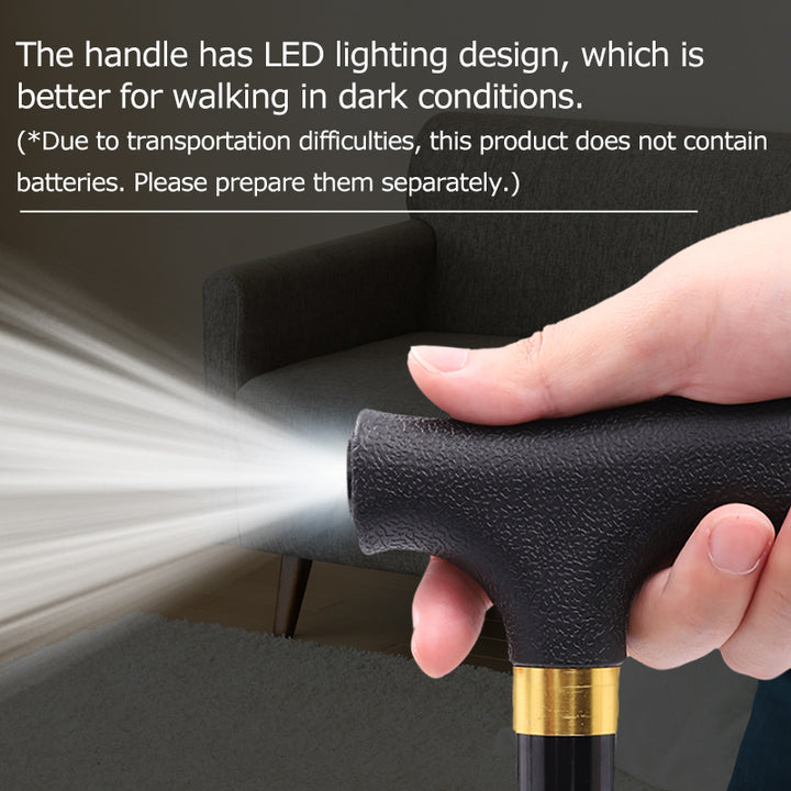 Premium Collapsible Telescopic Elder Cane – LED Walking Stick, Adjustable Folding Crutch for Seniors, Shock Absorber System, 