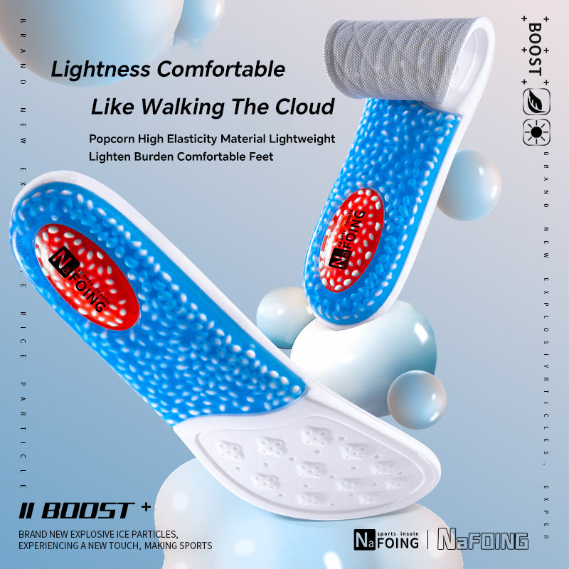 Premium Sport Insoles for Shoes - High Elasticity PU Memory Foam Air Cushion - Triple Shock Absorbing Sole Pad for Men, Women