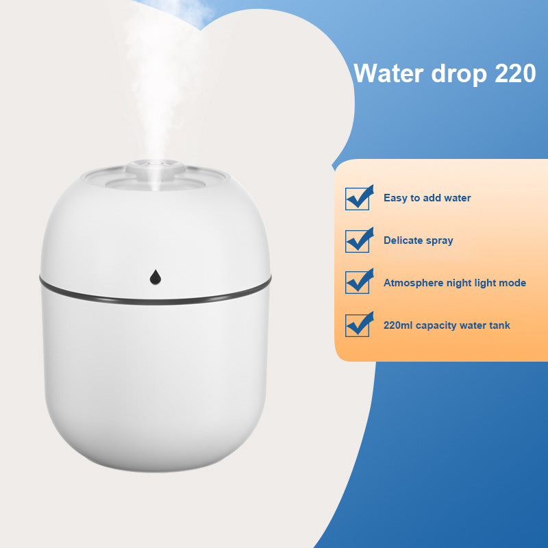 High Quality Portable Mini Ultrasonic Humidifier – USB Essential Oil Diffuser, Indoor Quiet Mist Maker, 220ml Water Tank,