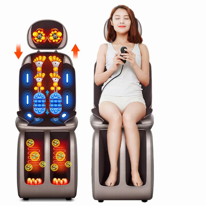 Premium Vibrating Electric Massage Chair Pad – Heated Neck and Back Cushion with Remote Control, Muscle Stimulator for Fatigue