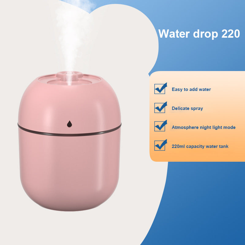 High Quality Portable Mini Ultrasonic Humidifier – USB Essential Oil Diffuser, Indoor Quiet Mist Maker, 220ml Water Tank,