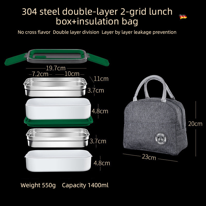 Premium 304 Stainless Steel Lunch Box – 1/2 Layer Microwavable Bento Box for Adults & Kids, Leak-Proof, Portable, Healthy 