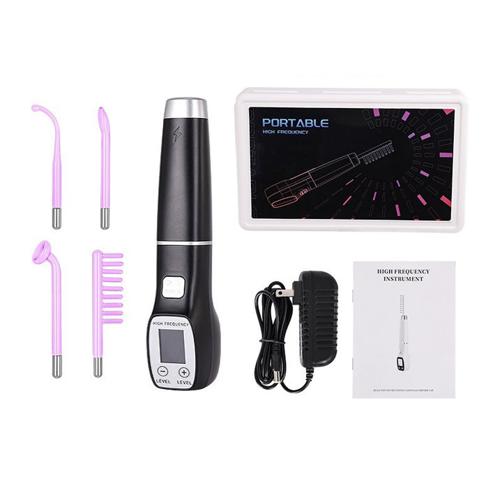 Premium High Frequency Facial Machine, Screen Display Electro Therapy Wand with Glass Tube, Anti-Acne & Wrinkle Removal, Skin