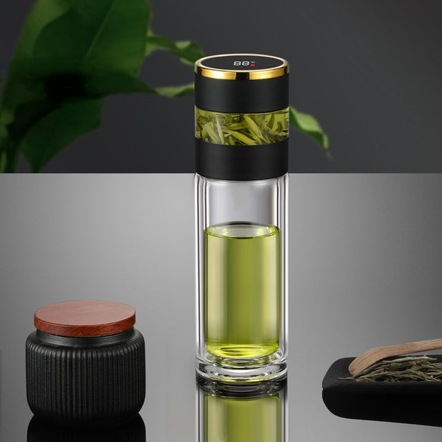 Premium Stainless Steel Tea Infuser Thermos with LED Temperature Display – 450ML Insulated Coffee Mug with Tea Separation, Leak-Proof Design, & Travel-Friendly – Pink, Black, White, Blue Options - StrengthXPhysiotherapy