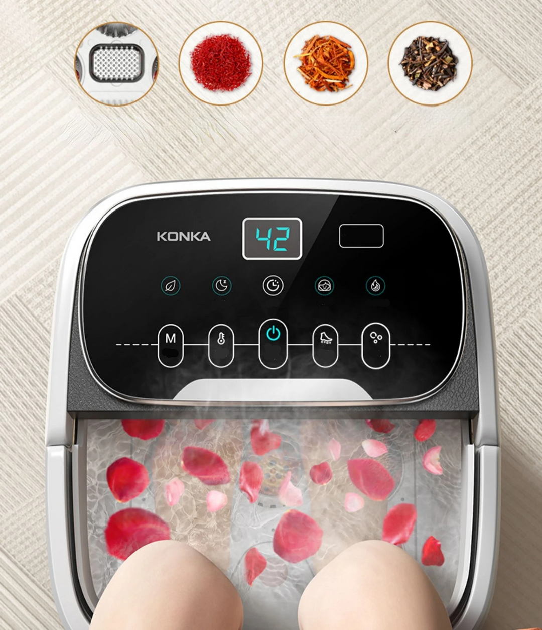 Premium Foot Spa Bath Massager with Heat, 12 Rollers, Digital Control, Pedicure Stone for Acupressure Shiatsu Massage, Foot Pain Relief, Adjustable Temperature, Home Foot Soak Therapy - StrengthXPhysiotherapy