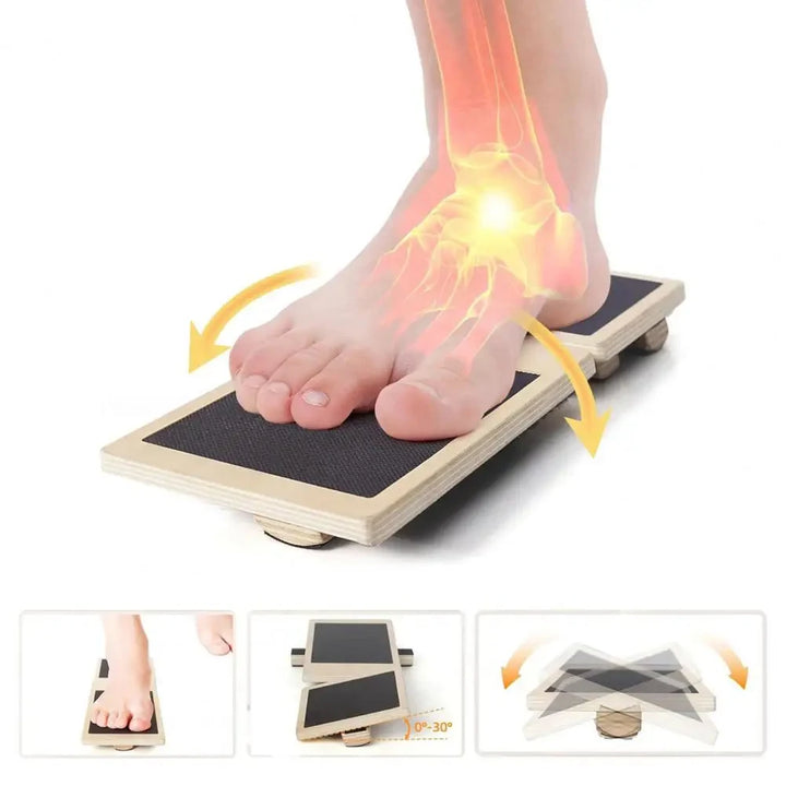 Premium Ankle Balance Board – Foot Strengthener for Pilates & Stability Training, Relieves Plantar Fasciitis, Improves Balance & Posture, Wood Design for Ankle Sprain Rehab, 30cm x 10.8cm - StrengthXPhysiotherapy