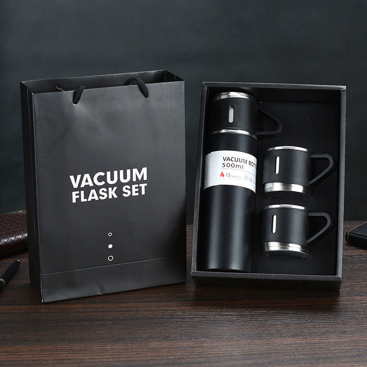Luxury Stainless Steel Vacuum Flask 500ml - Shimmering Business Style Thermos Bottle, Insulated Hot & Cold Coffee Mug with 