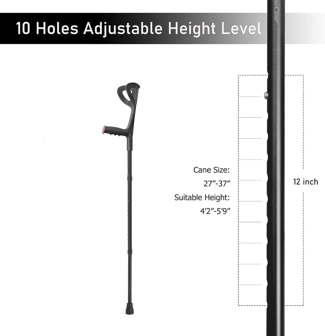 Premium Collapsible Telescopic Cane with LED Light & Alarm – Adjustable Elder Walking Stick with 4-Feet Base for Stability, 
