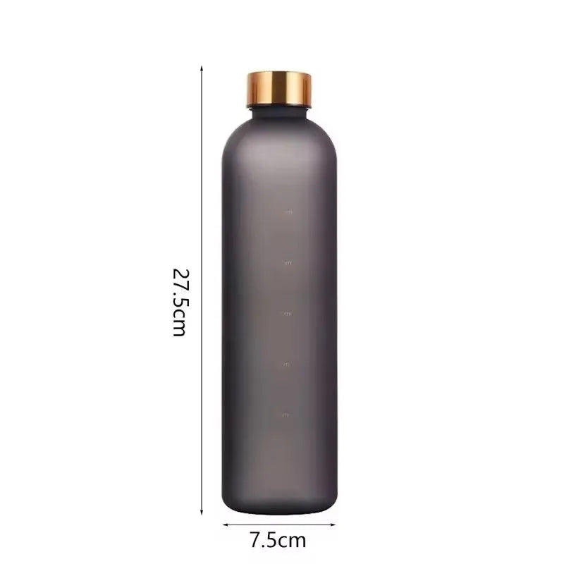 Premium 1L Motivational Water Bottle with Time Marker - BPA-Free, Leakproof Frosted Plastic, 32oz Reusable Sports and Fitness