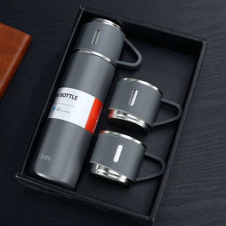 Luxury Stainless Steel Vacuum Flask 500ml - Shimmering Business Style Thermos Bottle, Insulated Hot & Cold Coffee Mug with 