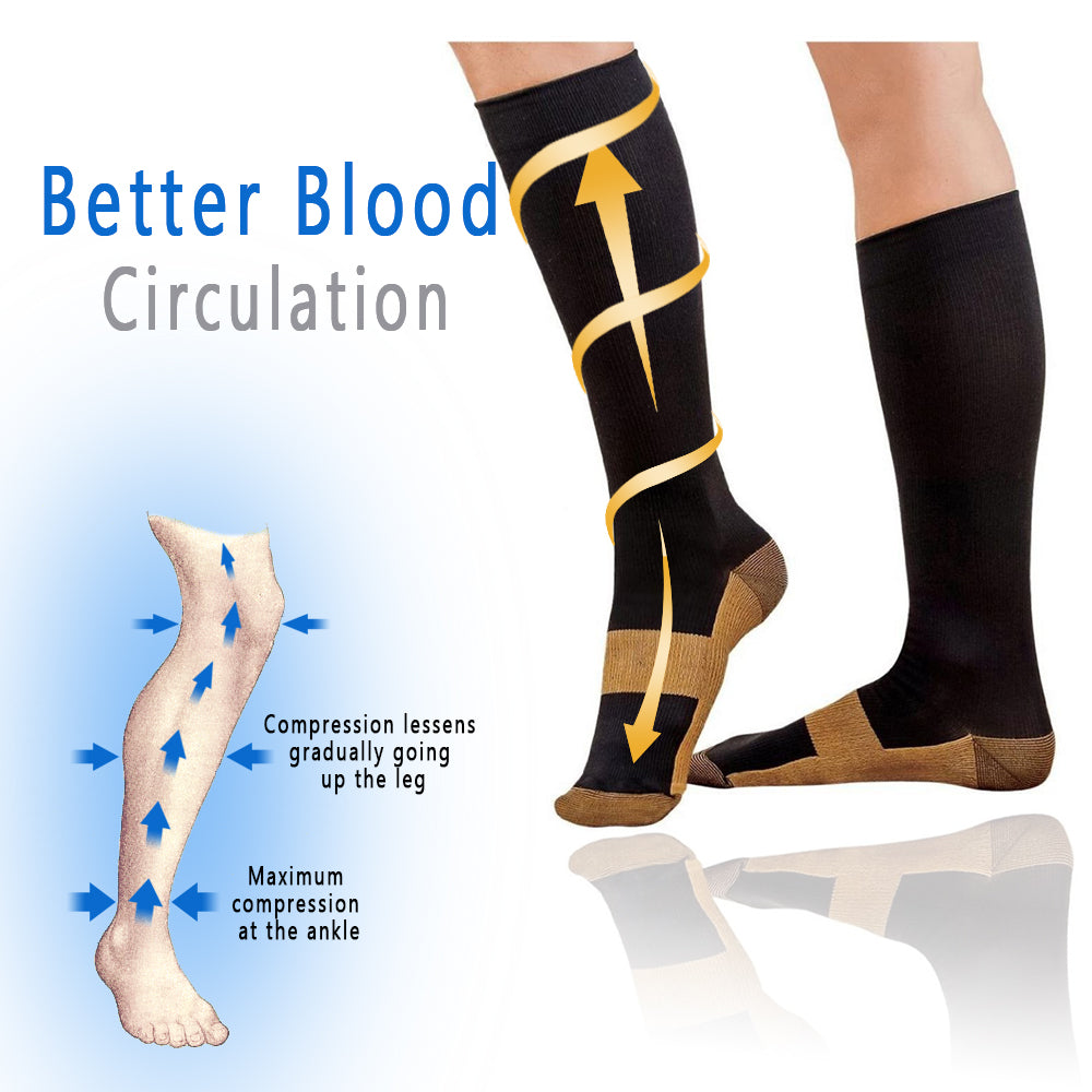 Premium Compression Knee High Socks for Men & Women – Varicose Vein & Pressure Support – Running, Sports & Health Care 