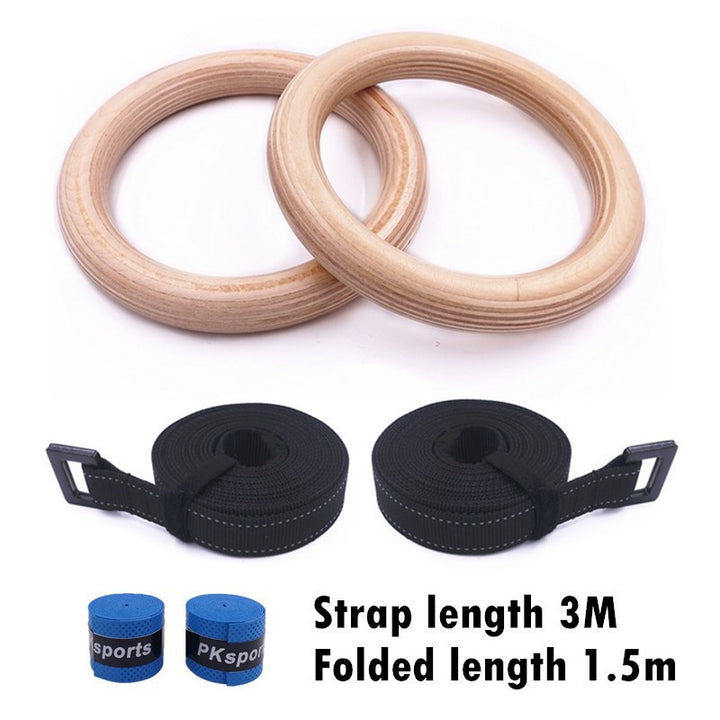 Premium Gymnastics Rings – Adjustable Wooden Rings with Nylon Straps for Kids & Adults, 400kg Load Capacity, Ideal for Home