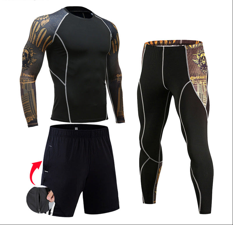 Premium Men’s Compression Sportswear Set – Gym Tights & Rashguard, Workout & Running Tracksuit, Training Clothes for Jogging