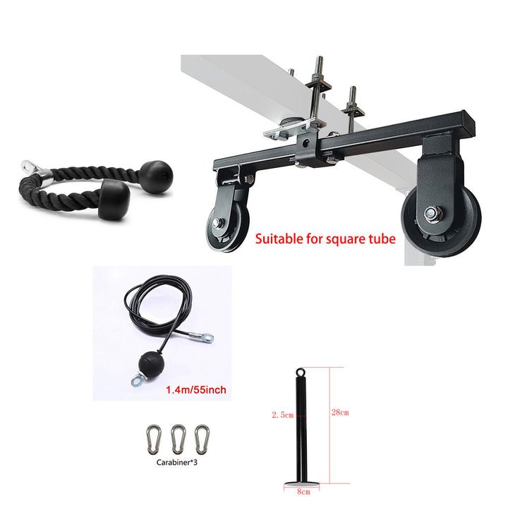 Premium DIY Fitness Double Pulley System – Home Gym Rope Pulldown Attachment for Biceps, Triceps, and Forearm Exercises, 
