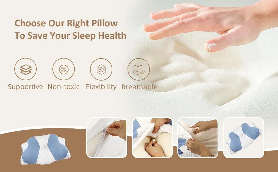Premium Memory Foam Cervical Pillow – 2-in-1 Ergonomic Contour Neck Pillow for Pain Relief – Orthopedic Support Pillow for Neck and Spine Alignment - StrengthXPhysiotherapy
