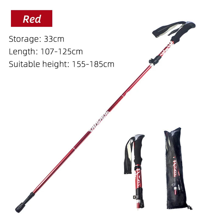 Premium Folding Trekking Pole for Hiking & Walking – Portable Carbon Steel Stick, Adjustable Length, Lightweight & Easy to 