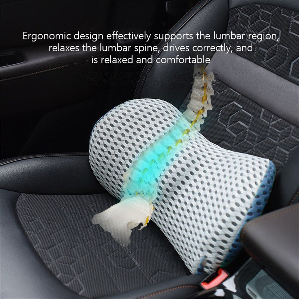 Premium Lumbar Support Pillow – Memory Foam Back Cushion for Car Seat & Office Chair – Ergonomic Waist Pillow for Lower Back