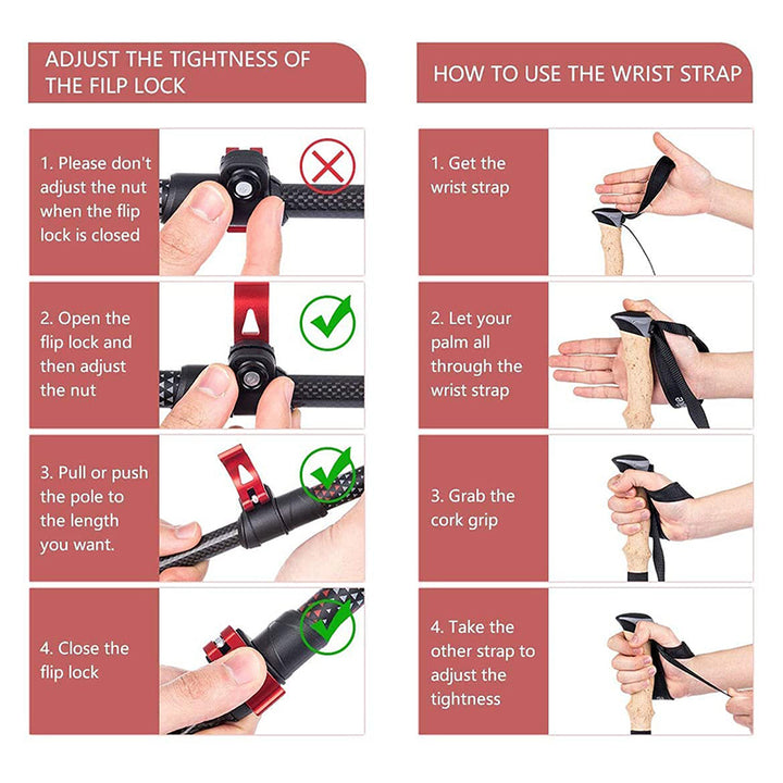 Premium Carbon Fiber Trekking Poles – Lightweight, Collapsible Telescopic Walking & Hiking Stick for Climbing, 2-Piece Set, 