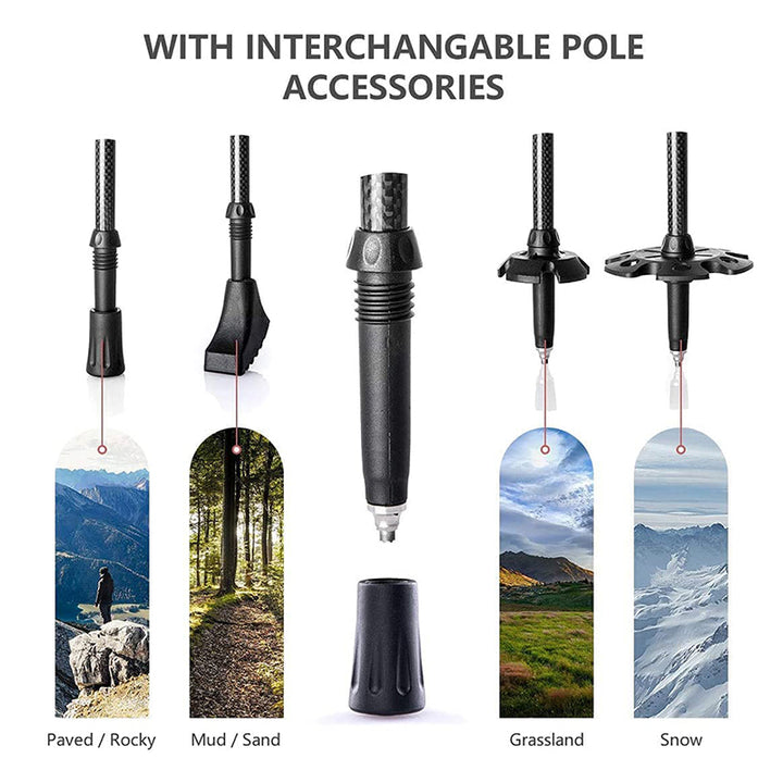 Premium Carbon Fiber Trekking Poles – Lightweight, Collapsible Telescopic Walking & Hiking Stick for Climbing, 2-Piece Set, 