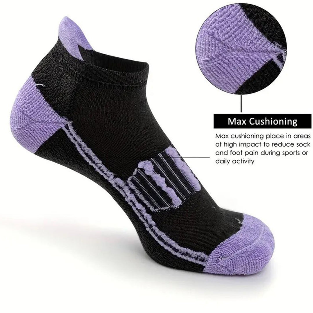 Premium Compression Socks for Men & Women – 6 Pairs Sweat Absorbing Ankle Socks for Hiking, Running, Sports – Low Cut, 