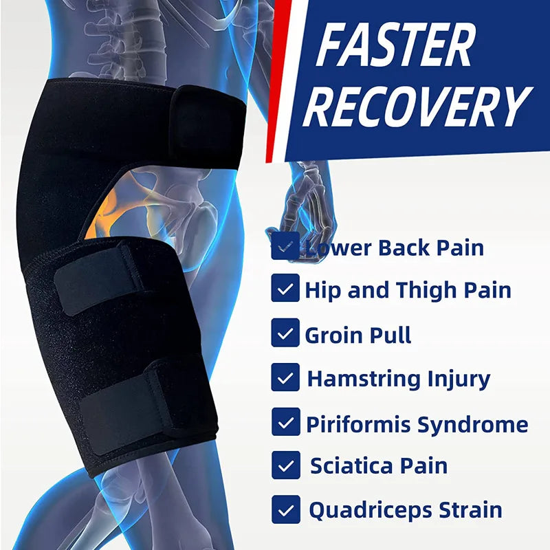 Premium Groin Hip Brace for Sciatica Pain Relief - Adjustable Compression Wrap for Injury Recovery, Supports Hamstring