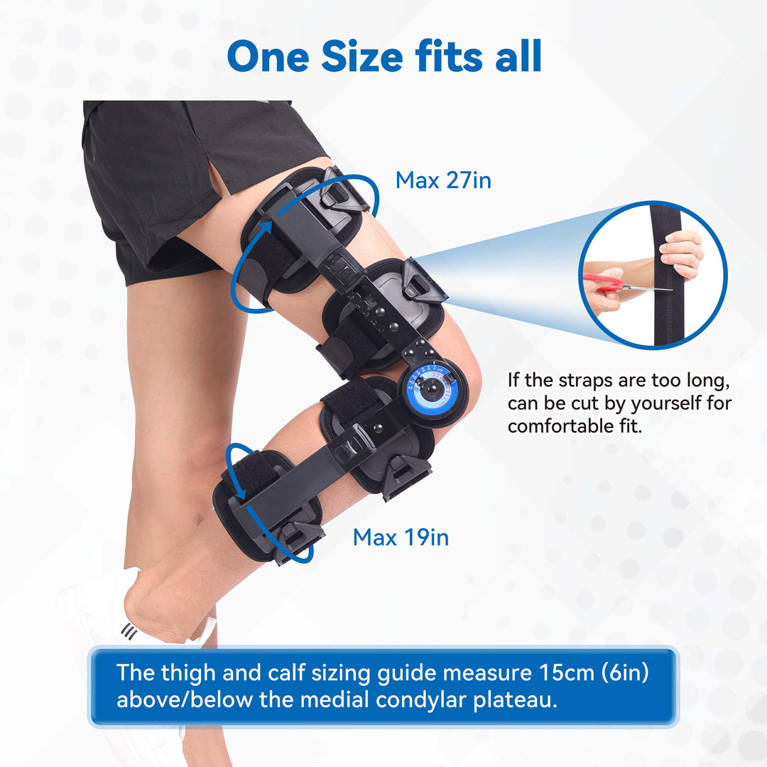 Premium Hinged ROM Knee Brace | Adjustable Post-Op Immobilizer for ACL, MCL, PCL Injury Support | Tool-Free Length Adjustment