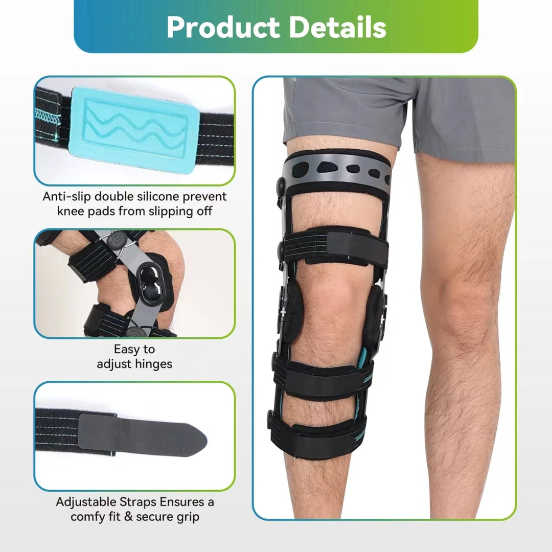 Premium Hinged ROM Knee Brace | Adjustable Post-Op Immobilizer for ACL, MCL, PCL Injury Support | Tool-Free Length Adjustment