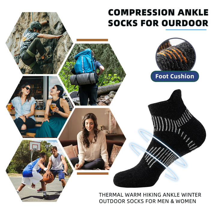Premium Sweat Absorbing Compression Running & Hiking Socks – 6 Pairs, Thick Cotton Ankle Sports Socks for Men & Women, Low 