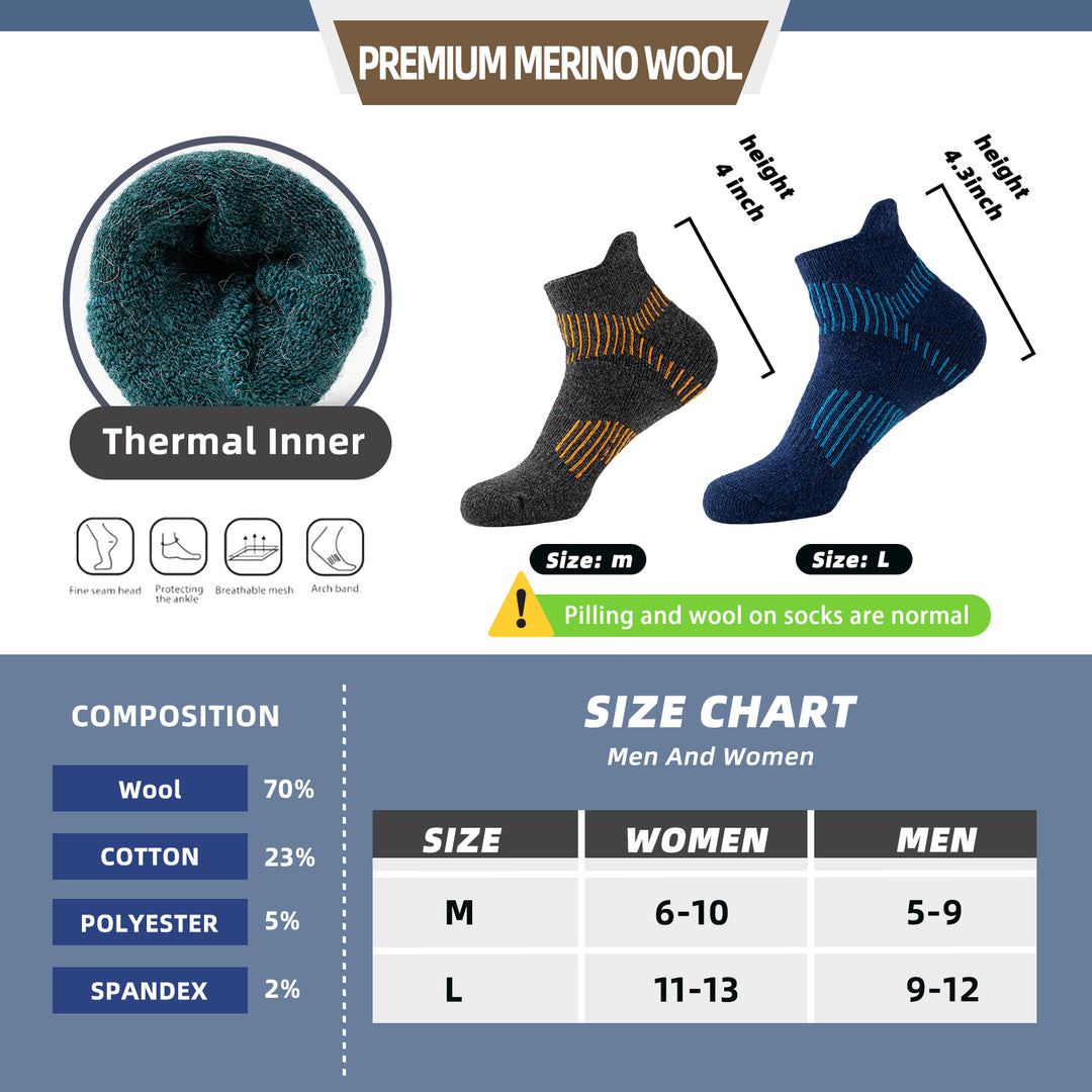Premium Sweat Absorbing Compression Running & Hiking Socks – 6 Pairs, Thick Cotton Ankle Sports Socks for Men & Women, Low 