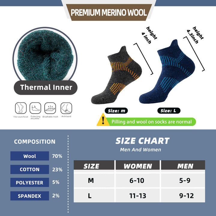 Premium Sweat Absorbing Compression Running & Hiking Socks – 6 Pairs, Thick Cotton Ankle Sports Socks for Men & Women, Low 